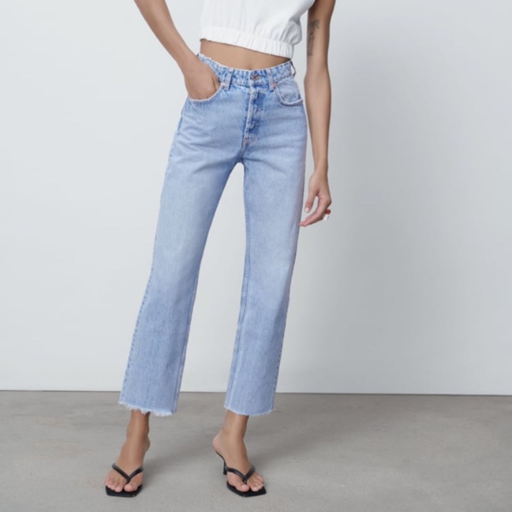 Zara high rise straight leg jeans